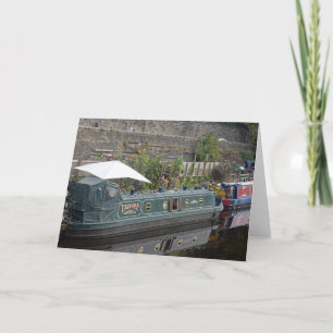 Narrow boat and flower garden thank you card