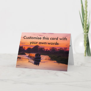 Narrow boat at Sunset Card