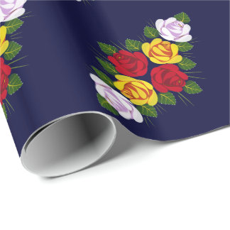 Narrow boat rose pattern wrapping paper