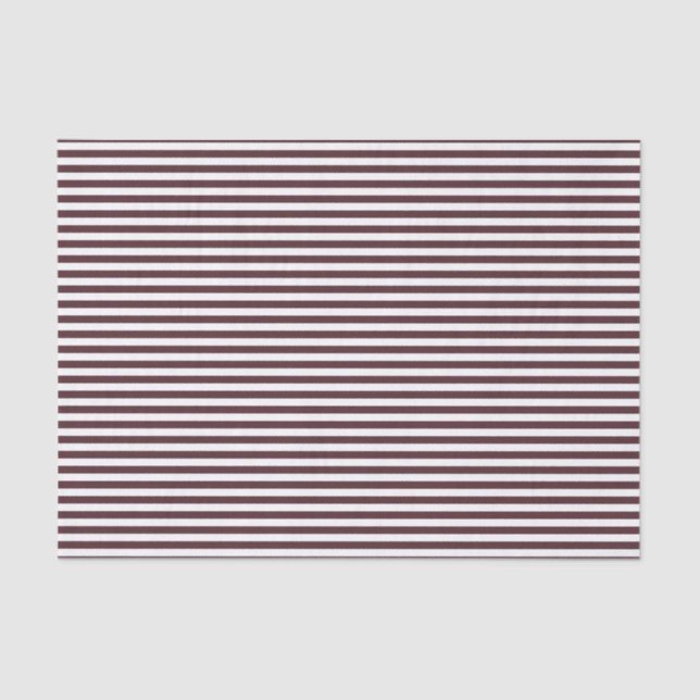 Narrow Burnt Burgundy and White Striped Pattern Tissue Paper (Front)