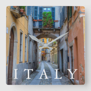 Narrow city street, Italy Square Wall Clock