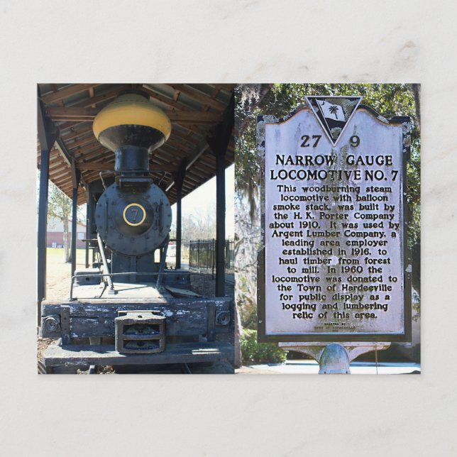 Narrow Gauge Locomotive  Postcard (Front)