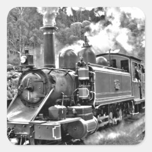 Narrow Gauge Steam Train Puffing Engine Square Sticker