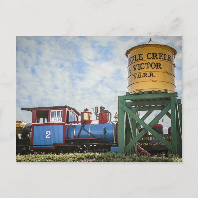 Narrow Gauge Train in Cripple Creek, Colorado Postcard (Front)