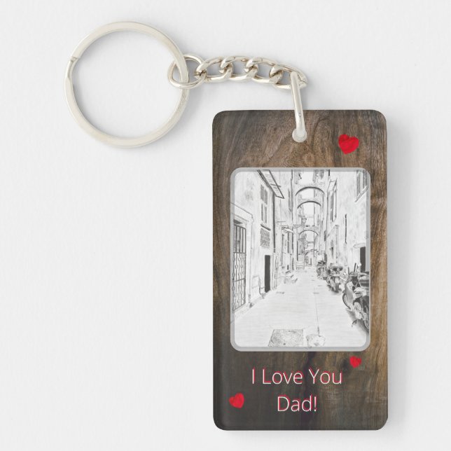 narrow Italian street - father’s day Key Ring (Front)