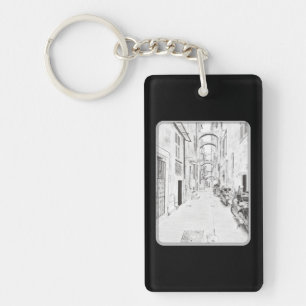 narrow Italian street Key Ring