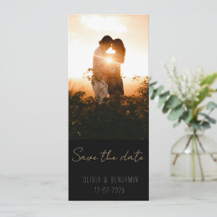 Narrow Minimalistic 2 photo Save the Date  Invitation