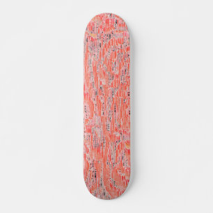 Narrow salmon and peach mosaic effect skateboard