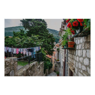 Narrow stone street in Dubrovnik Poster