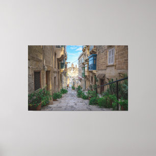 Narrow stone street in Malta Canvas Print