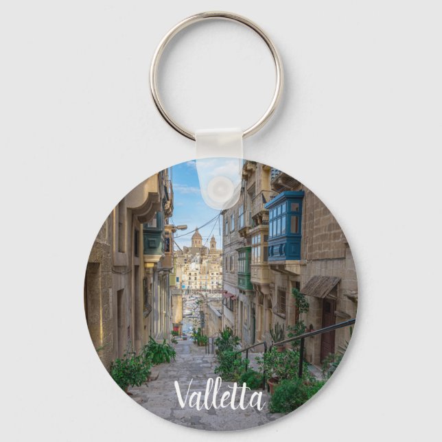 Narrow stone street in Malta Key Ring (Front)