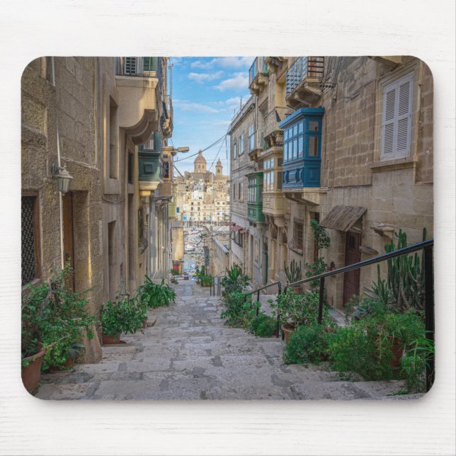 Narrow stone street in Malta Mouse Mat (Front)