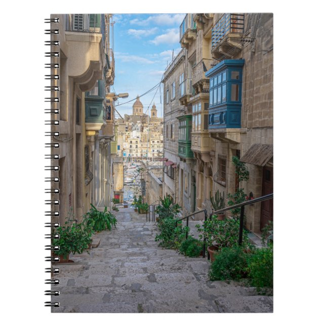 Narrow stone street in Malta Notebook (Front)