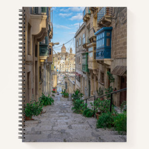 Narrow stone street in Malta Notebook