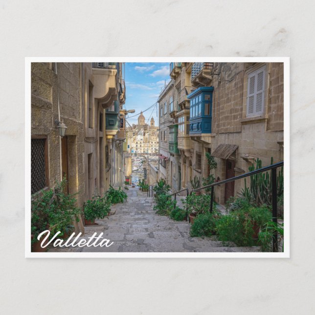 Narrow stone street in Malta Postcard (Front)