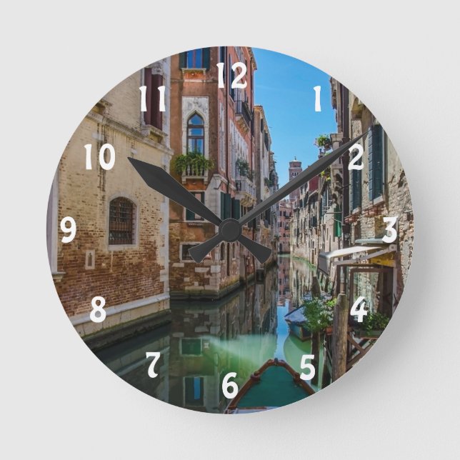 Narrow street canal in Venice Acrylic Wall Clock (Front)