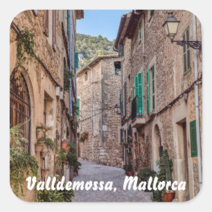 Narrow street in Valldemossa village - Mallorca Square Sticker