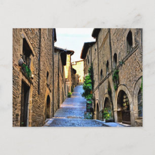 Narrow Street of Orvieto Painting, Italy Postcard