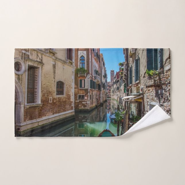 Narrow street with canal in Venice Hand Towel (Hand Towel)