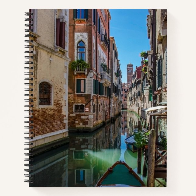 Narrow street with canal in Venice Notebook (Front)