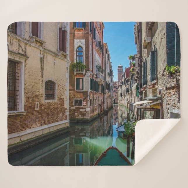 Narrow street with canal in Venice Sherpa Blanket (Front (Horizontal))
