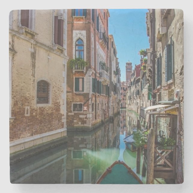 Narrow street with canal in Venice Stone Coaster (Front)
