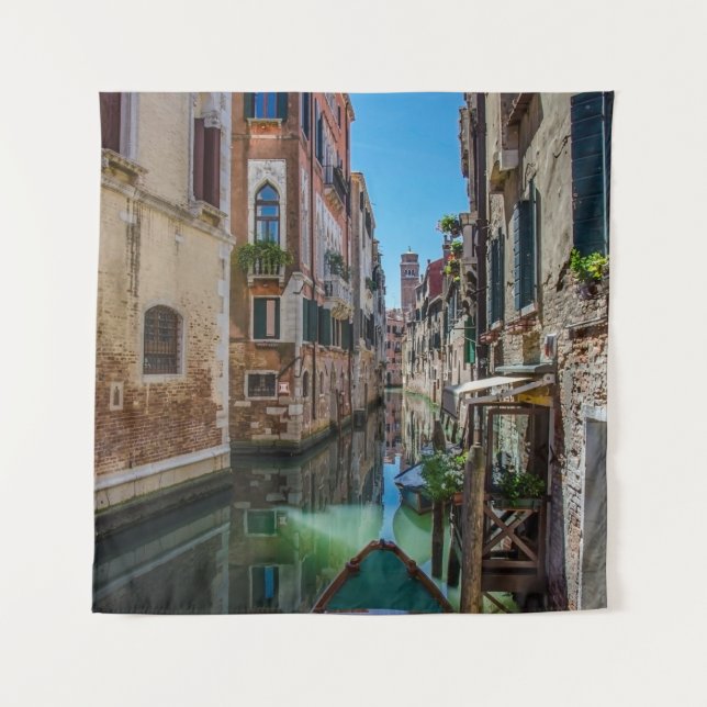 Narrow street with canal in Venice. Tapestry (Front)