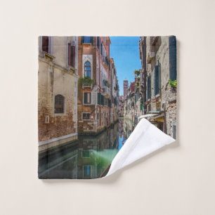 Narrow street with canal in Venice Wash Cloth