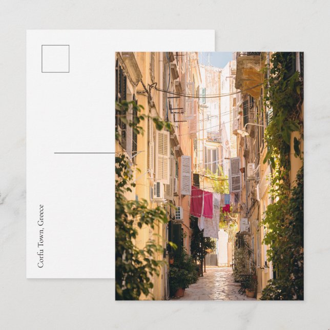 Narrow streets of old Corfu Town Postcard (Front/Back)