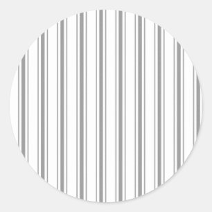 Narrow Stripe Charcoal Grey White Mattress Ticking Classic Round Sticker