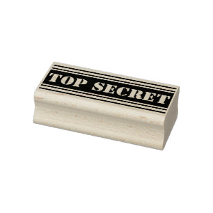 Narrow Stripes white + your Message: TOP SECRET Rubber Stamp