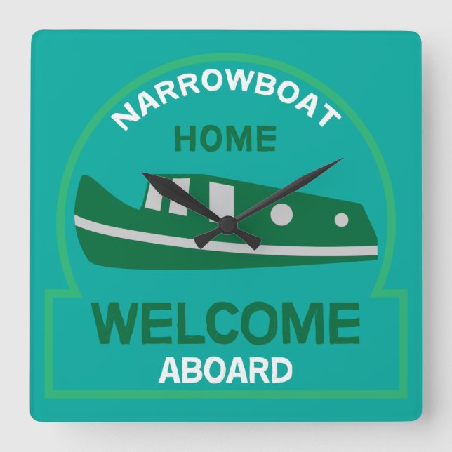 Narrowboat -  Accessories - Canal Boat Gifts Square Wall Clock (Front)