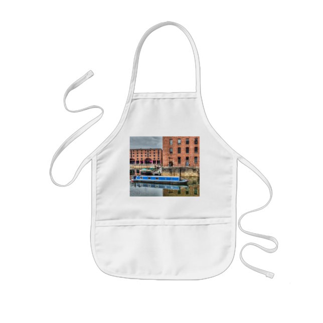 Narrowboat Albert Dock Liverpool Kids Apron (Front)