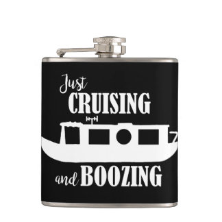 Narrowboat Canal Boat Drinking Quote Hip Flask