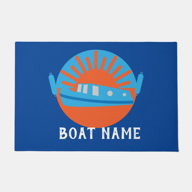 Narrowboat Canal Boat Living Doormat Keychain (Front)