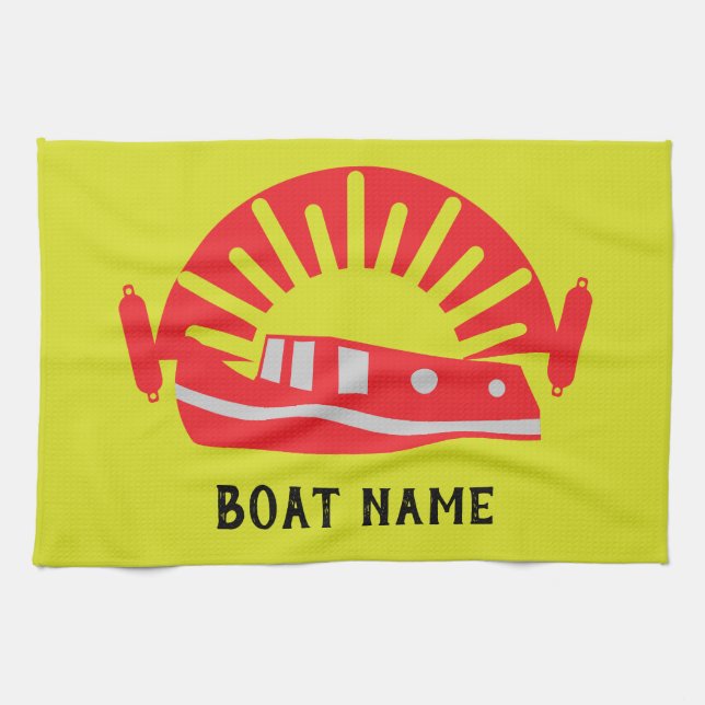 Narrowboat Canal Boat Living Doormat Kitchen Towel (Horizontal)