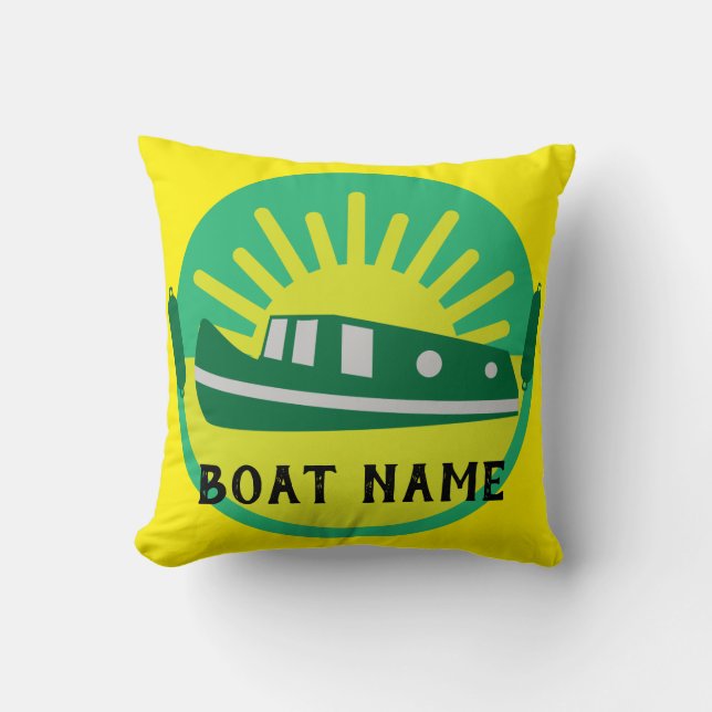 Narrowboat Canal Boat Living Doormat Travel Mug Cushion (Front)