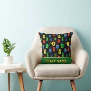 Narrowboat Canal Boat Name Patterned Cushion