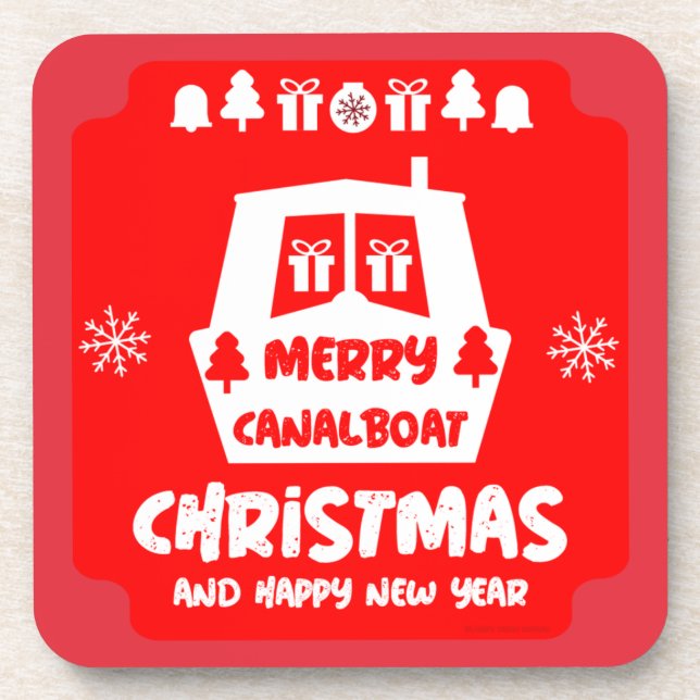 Narrowboat Canal Christmas Xmas Gifts   Coaster (Front)