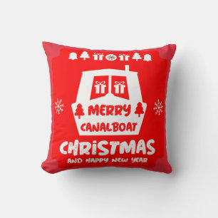 Narrowboat Canal Christmas Xmas Gifts    Cushion