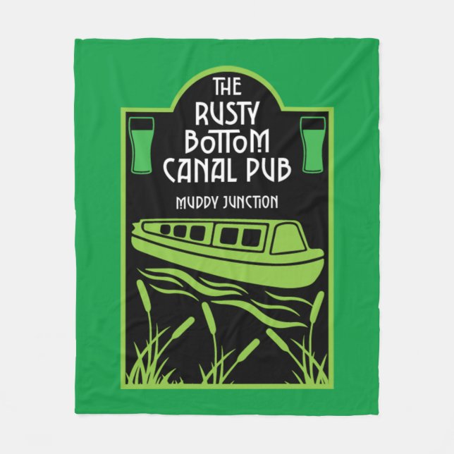 Narrowboat Canal Pubs  Fleece Blanket (Front)