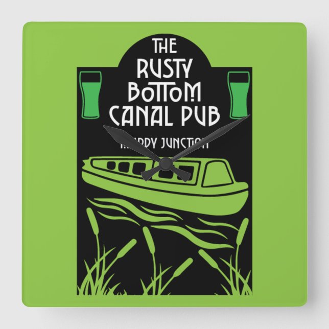 Narrowboat Canal Pubs  Square Wall Clock (Front)
