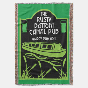 Narrowboat Canal Pubs Throw Blanket