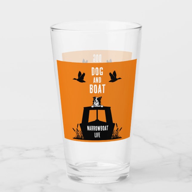 Narrowboat Canalboat Dog Lovers Glass (Front)