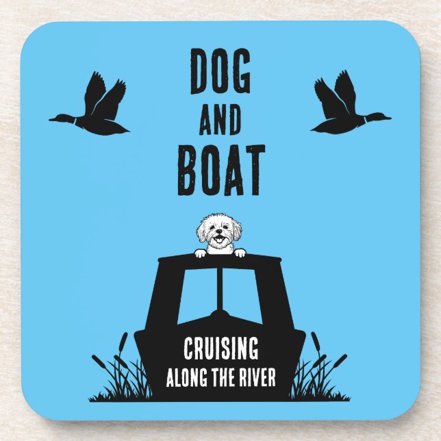 Narrowboat Canalboat Dog Owner Coaster (Front)