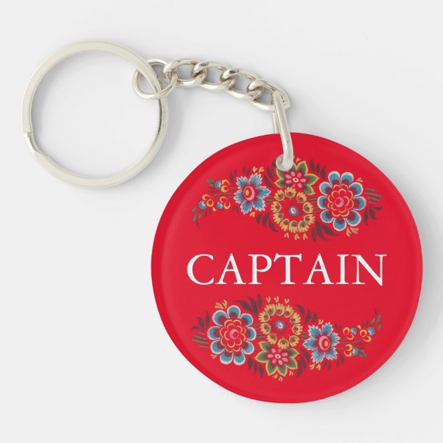Narrowboat Captain Key Ring (Front)