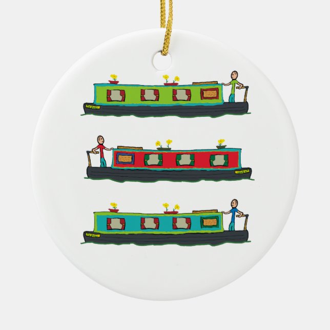Narrowboat Ceramic Tree Decoration (Front)