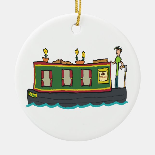 Narrowboat Ceramic Tree Decoration (Front)