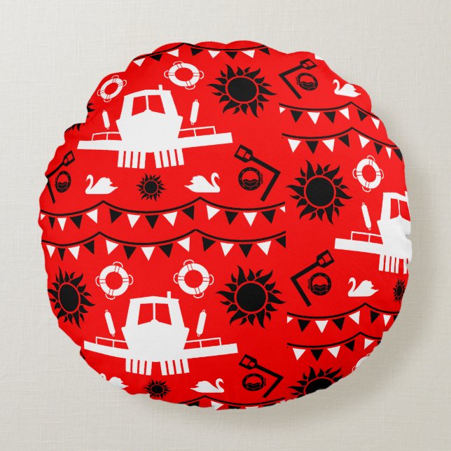 Narrowboat Decor And Gifts Round Cushion (Front)