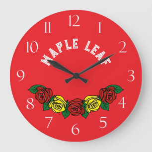 Narrowboat Folk Art Red Roses Large Clock